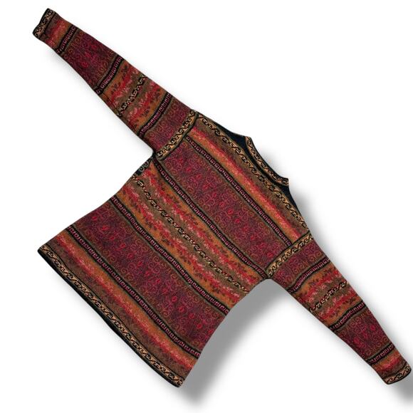 Vintage 90s Icelandic Design Wool Cardigan Floral Tapestry Knit Cottagecore M - Picture 7 of 8